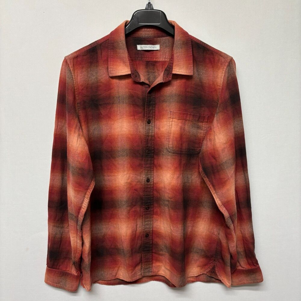Outer Known Men Organic Cotton Button Shirt Top Size XL X-Large C017 -14